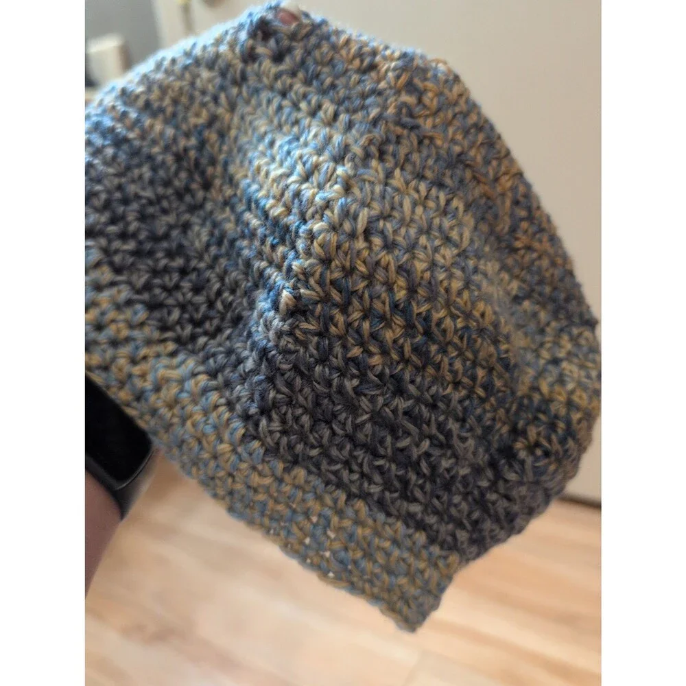 Bundle of 2 Handmade Crochet Beret Hats - French Artist Slouchy Tams - Blue